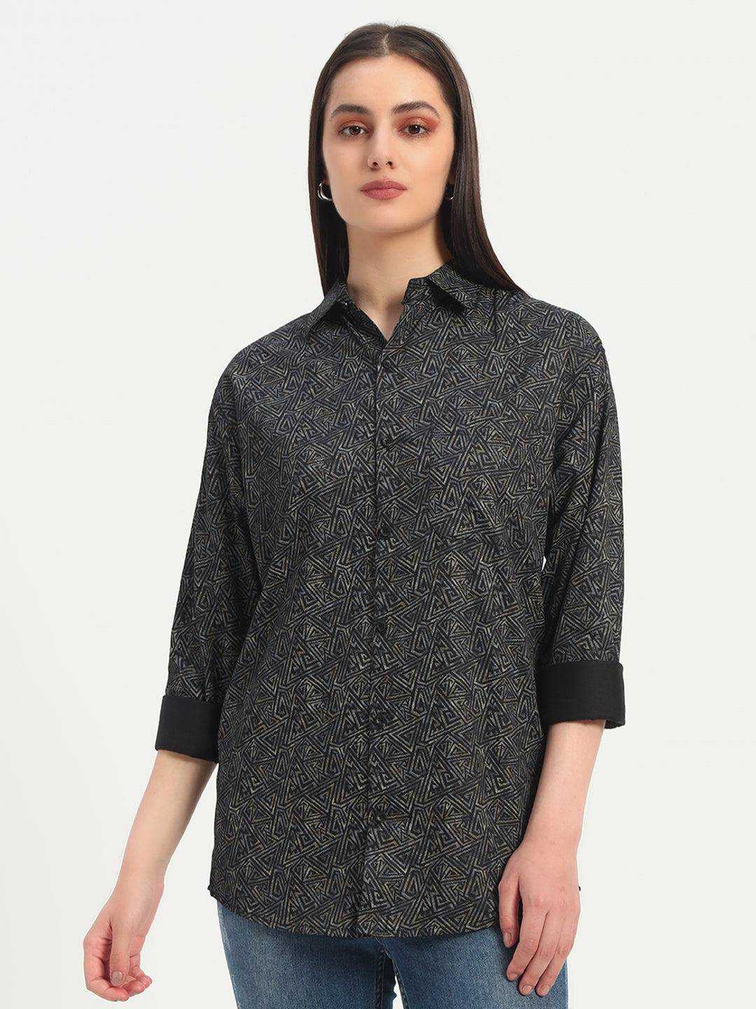 Printed Wolf Full Sleeve Casual Oversized Shirts