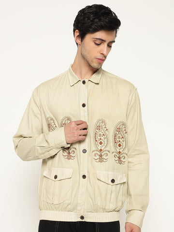 Casual Slim Fit Embroidered Winter Wear Jacket