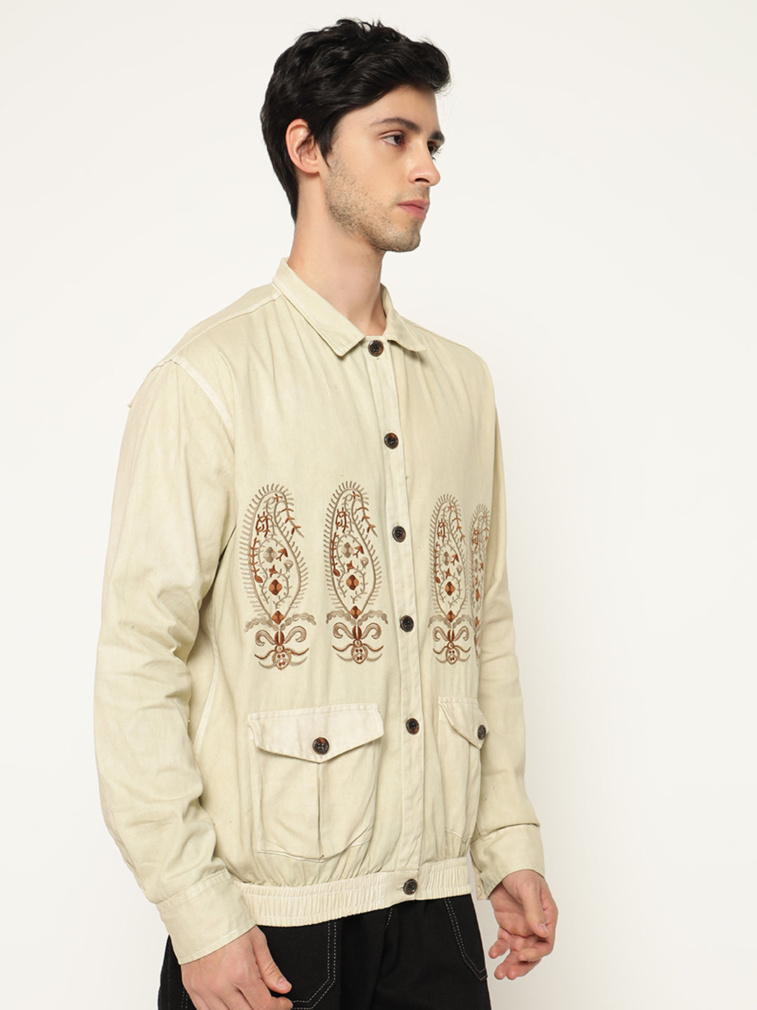 Casual Slim Fit Embroidered Winter Wear Jacket