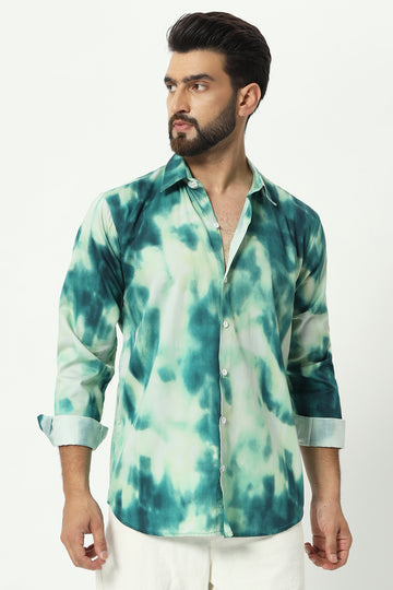 Multicoloured 100% Cotton Dyed Shirt for Men