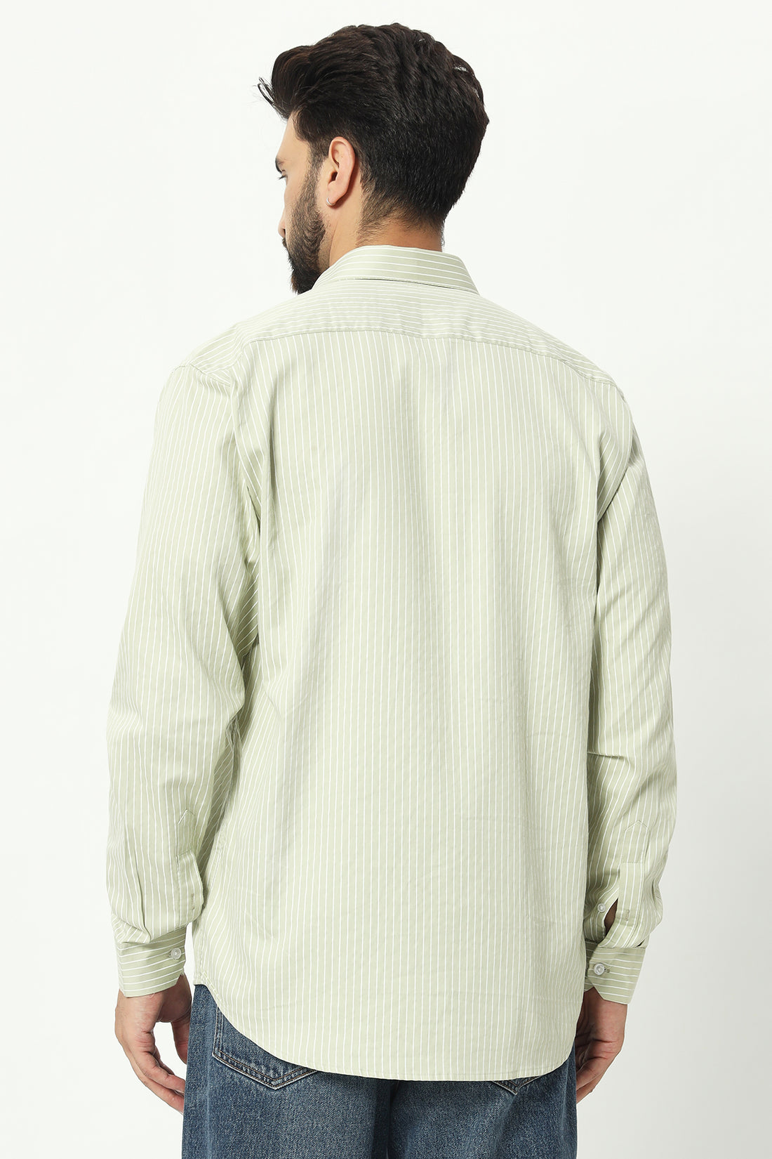 Spread Collar Stripped Men's Shirt - 100% Cotton