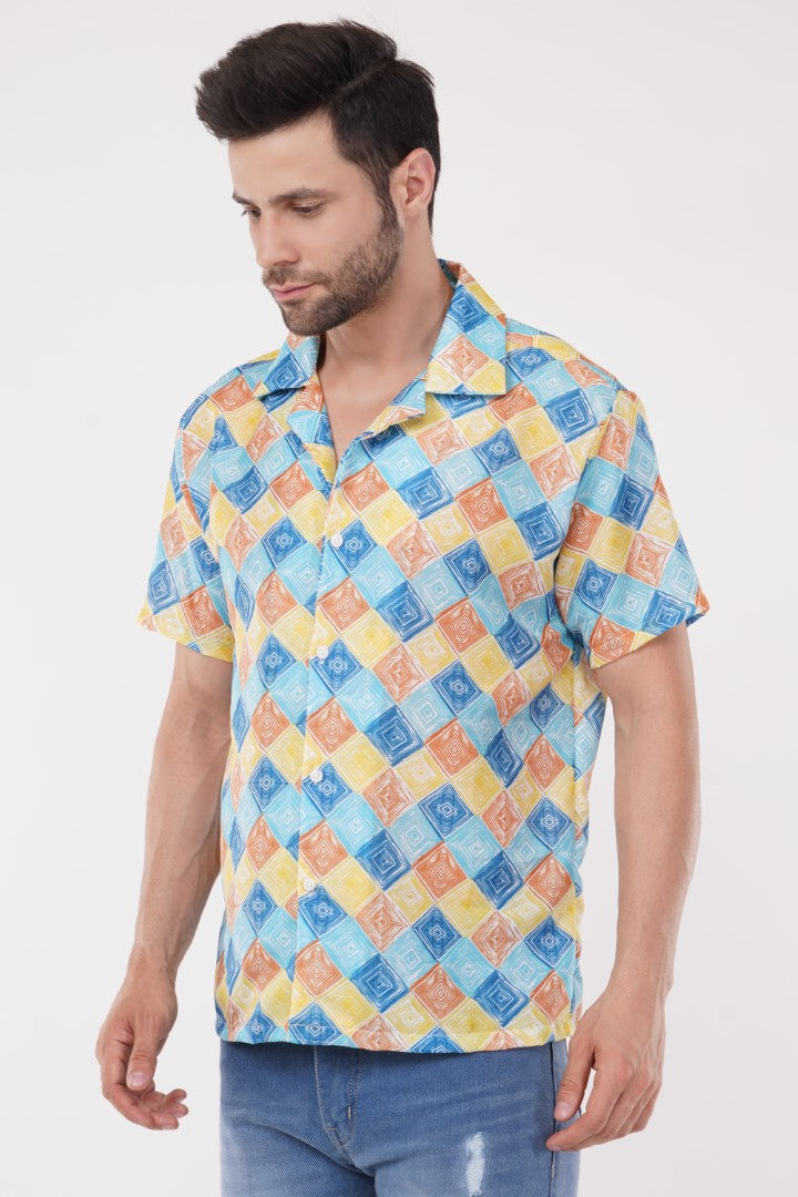 Multi Colored Half Sleeve Cuban Collar Printed Summer Men's Shirts by ColourJoyLondon Available in 11 Designs