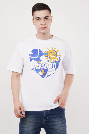 Msicrow Roundneck Half Sleeve Oversized T-Shirt in Multiple Prints