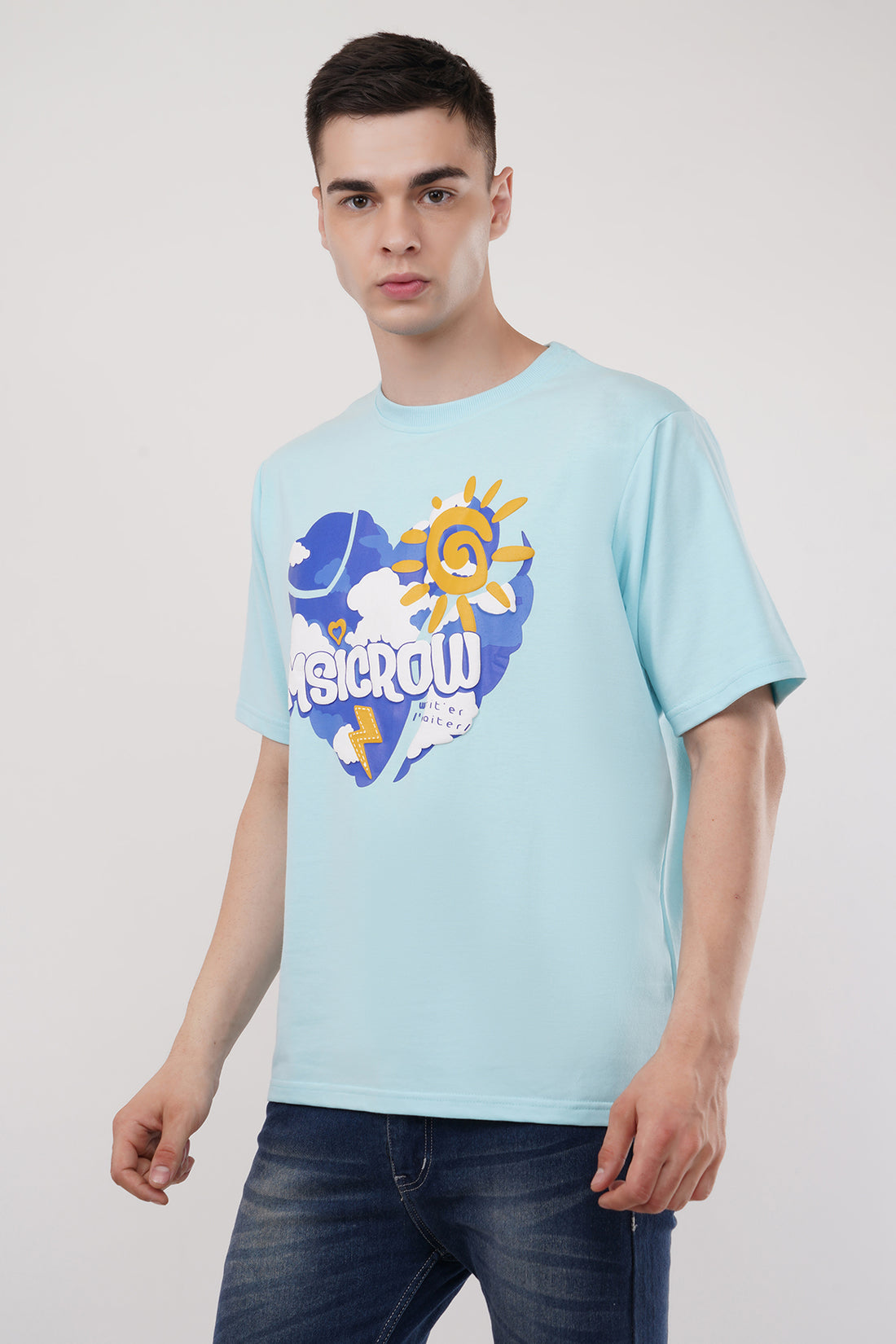 Msicrow Roundneck Half Sleeve Oversized T-Shirt in Multiple Prints