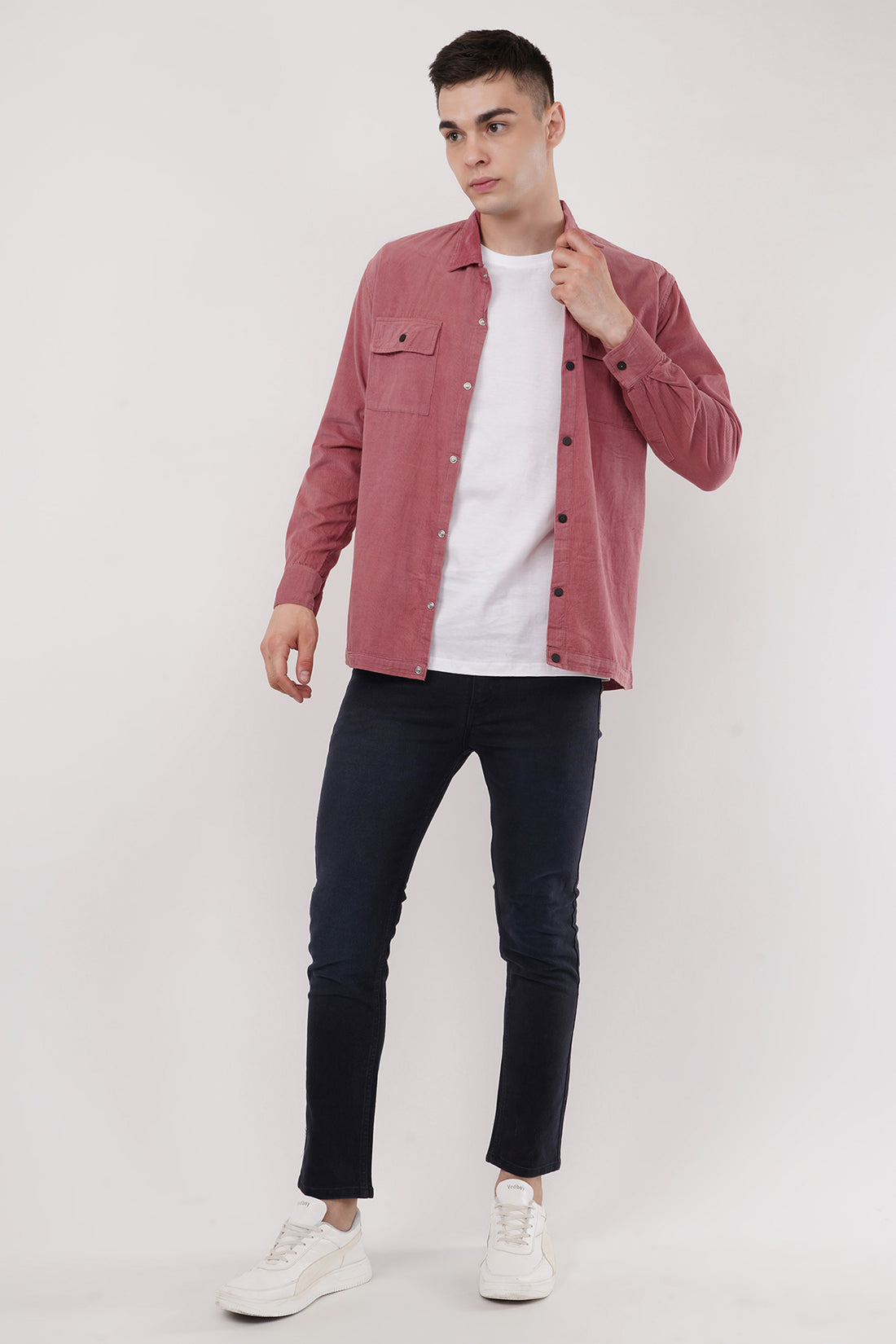 Turkish Rose Corduroy Shirtover Double Pocket Overshirt in Organic Cotton Shirt Casual Look with ColourJoyLondon