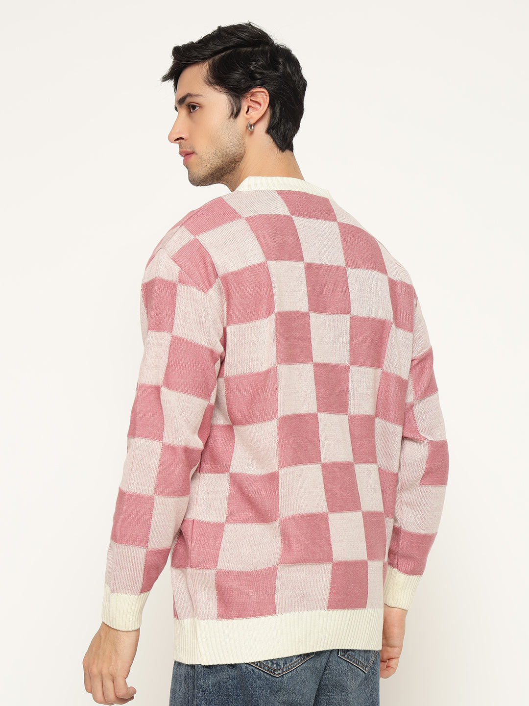 Regular Fit Pink Checks Sweatshirts By ColourJoyLondon