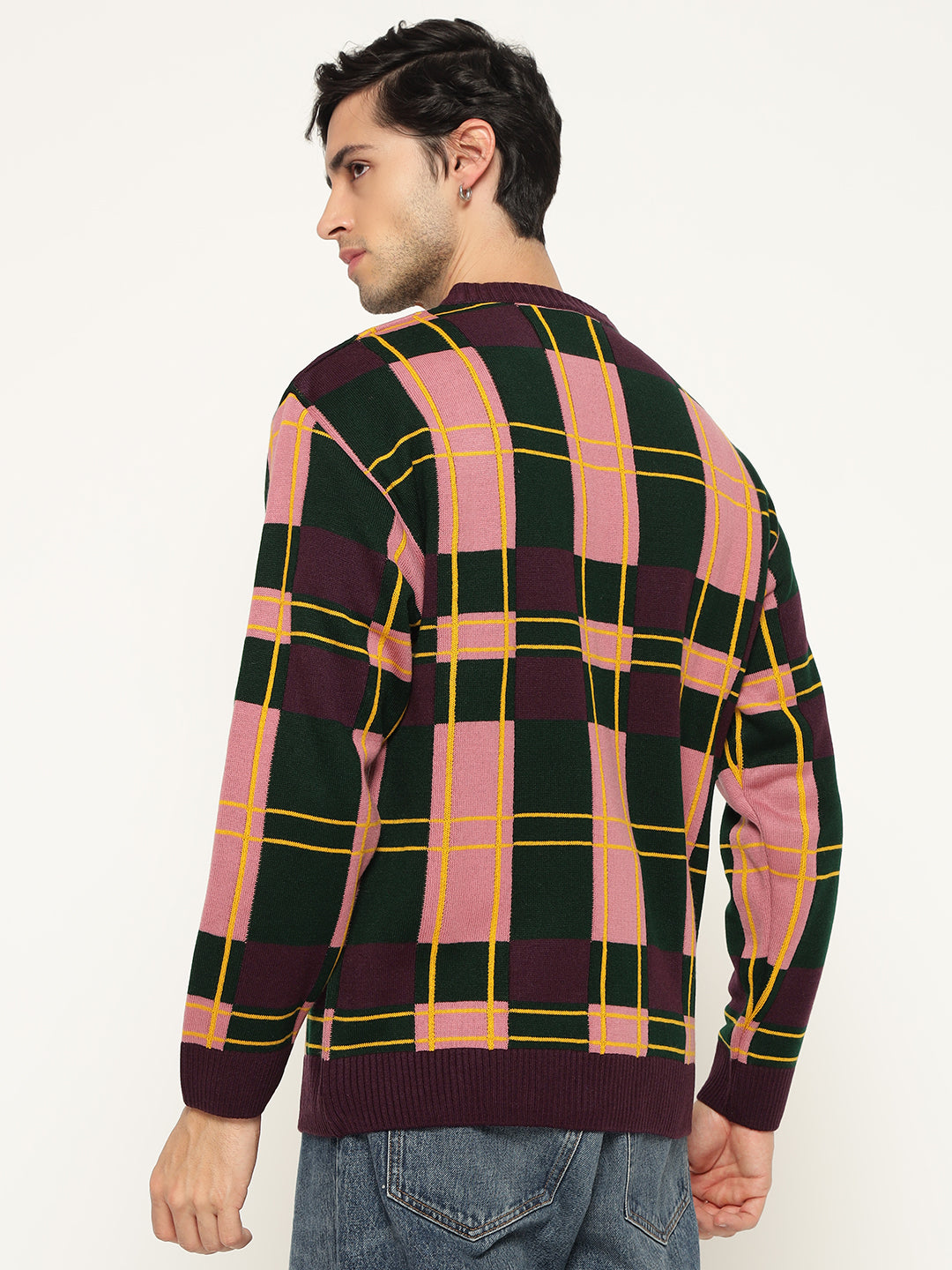 Regular Fit Green Checks Sweatshirts By ColourJoyLondon