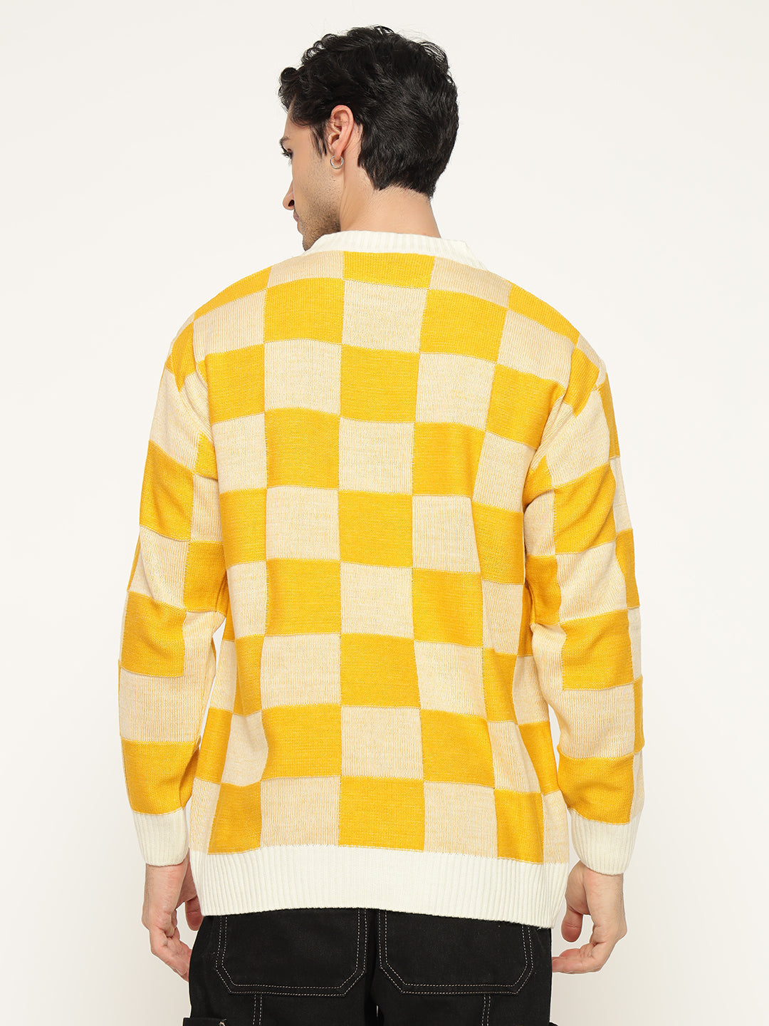 Regular Fit Yellow Checks Sweatshirts By ColourJoyLondon