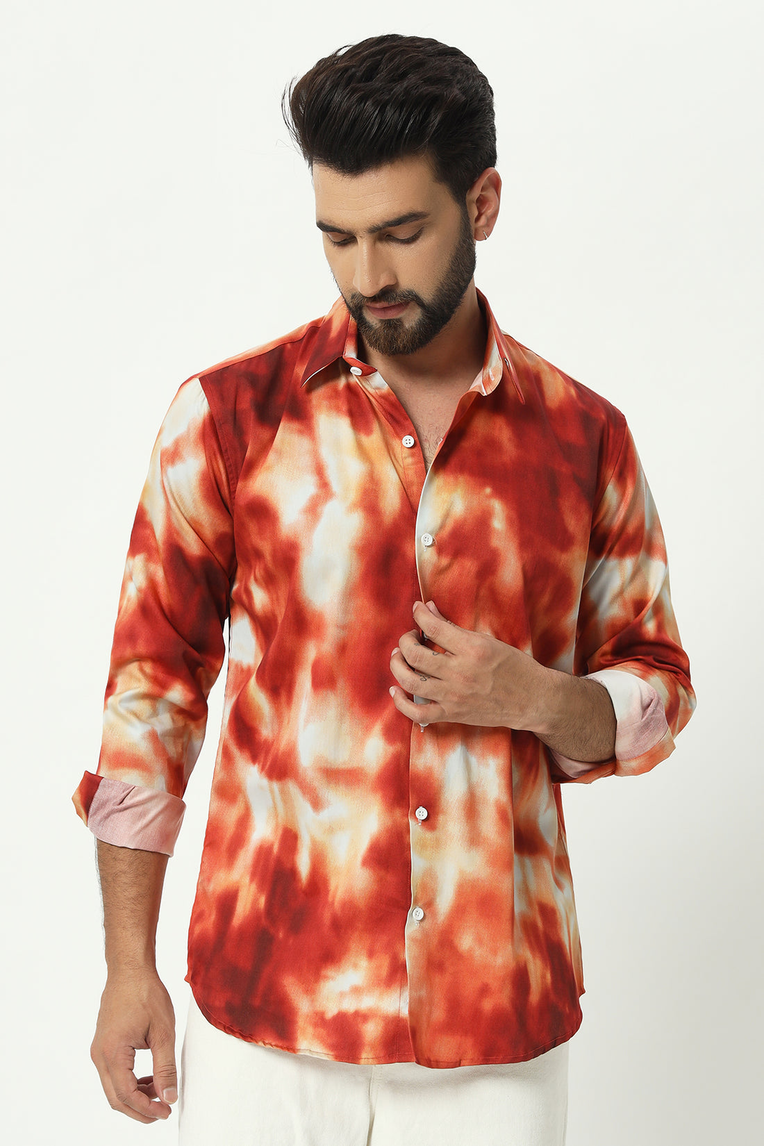 Satin Multicoloured 100% Cotton Dyed Shirt for Men