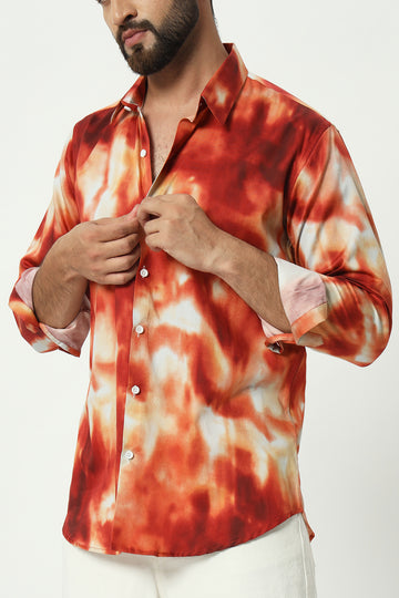 Satin Multicoloured 100% Cotton Dyed Shirt for Men