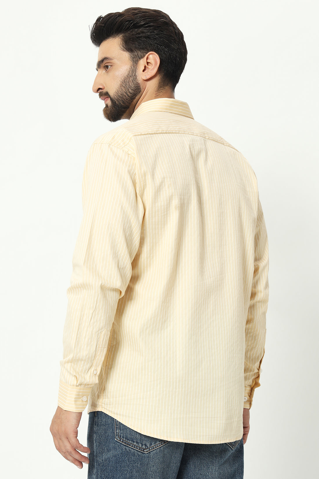 Spread Collar Stripped Men's Shirt - 100% Cotton