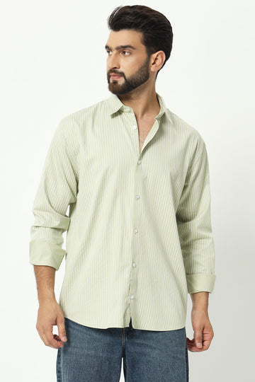 Spread Collar Stripped Men's Shirt - 100% Cotton