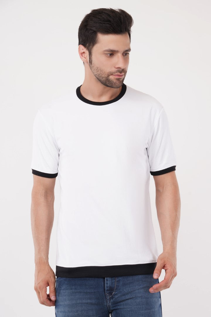 White Roundneck Half Sleeve T-Shirt By ColourJoyLondon