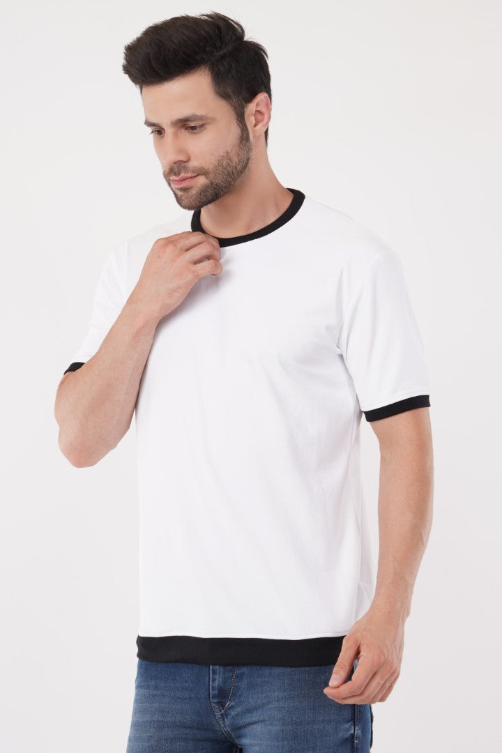 White Roundneck Half Sleeve T-Shirt By ColourJoyLondon