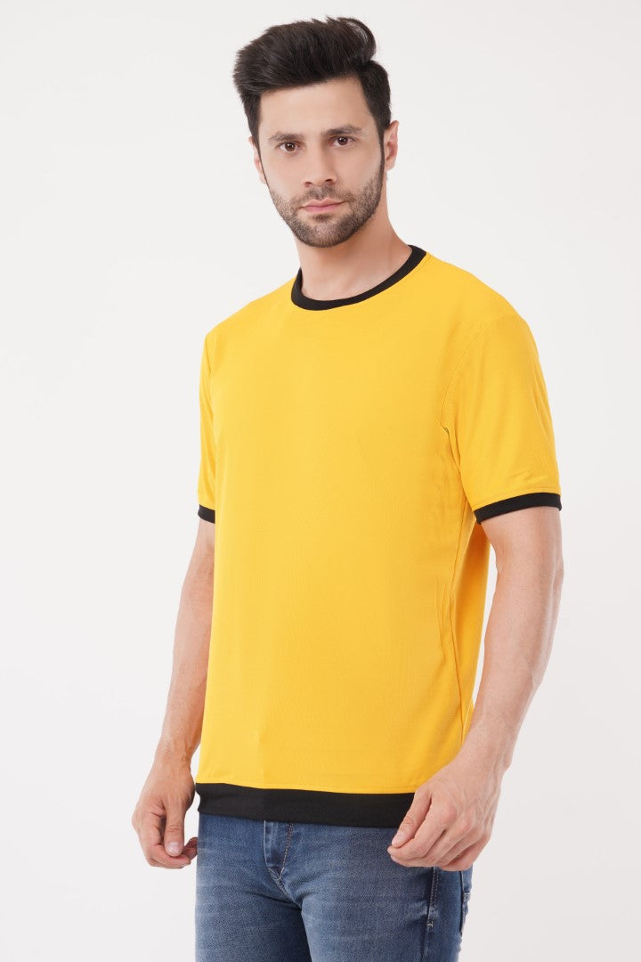 Yellow Roundneck Half Sleeve T-Shirt By ColourJoyLondon