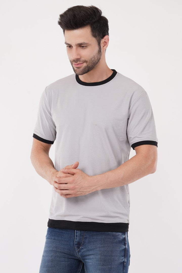 Light Grey Roundneck Half Sleeve T-Shirt By ColourJoyLondon