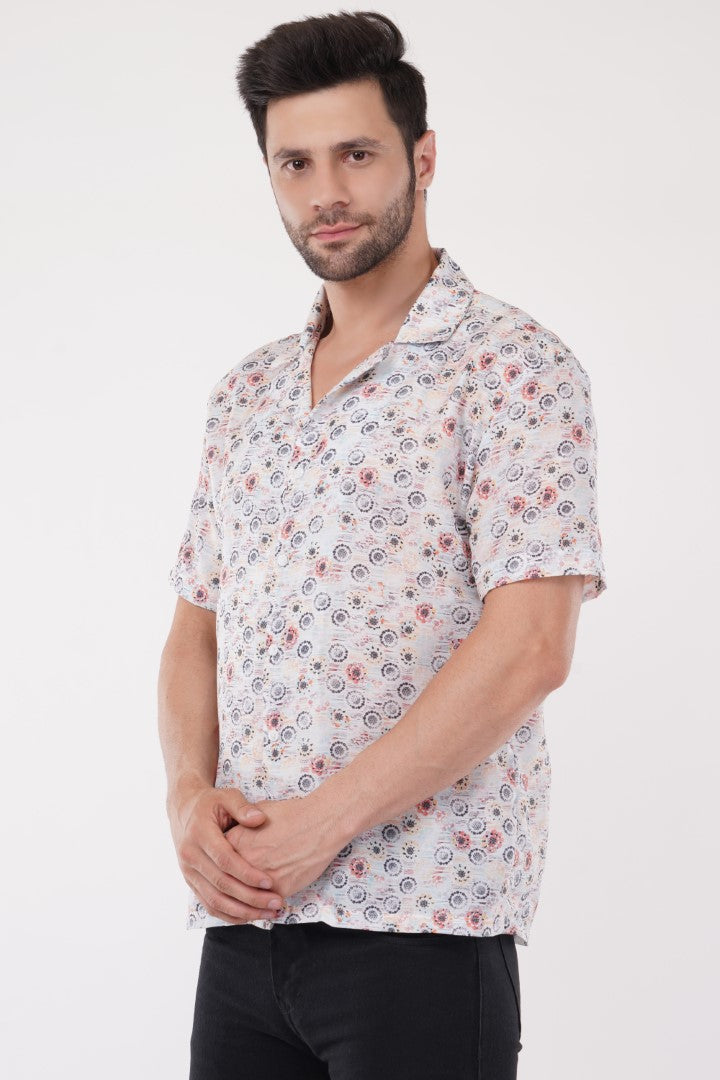 Men's Half Sleeve Cuban Collar Printed Summer Shirts by ColourJoyLondon Available in 11 Designs