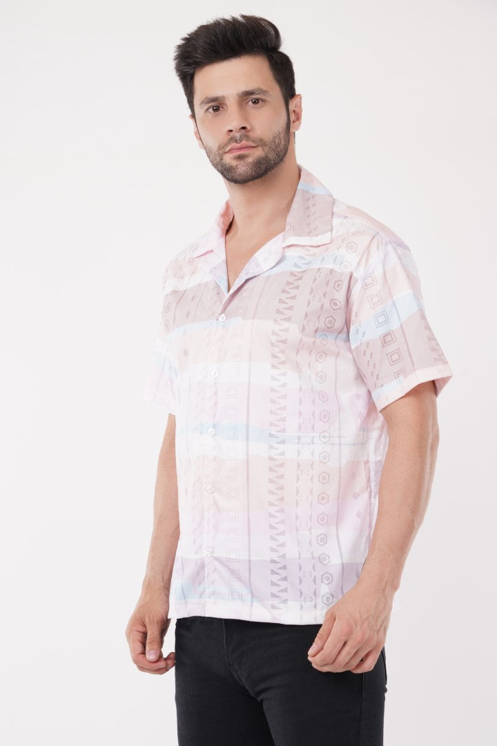 Light Pink Half Sleeve Cuban Collar Shirt By ColourJoyLondon