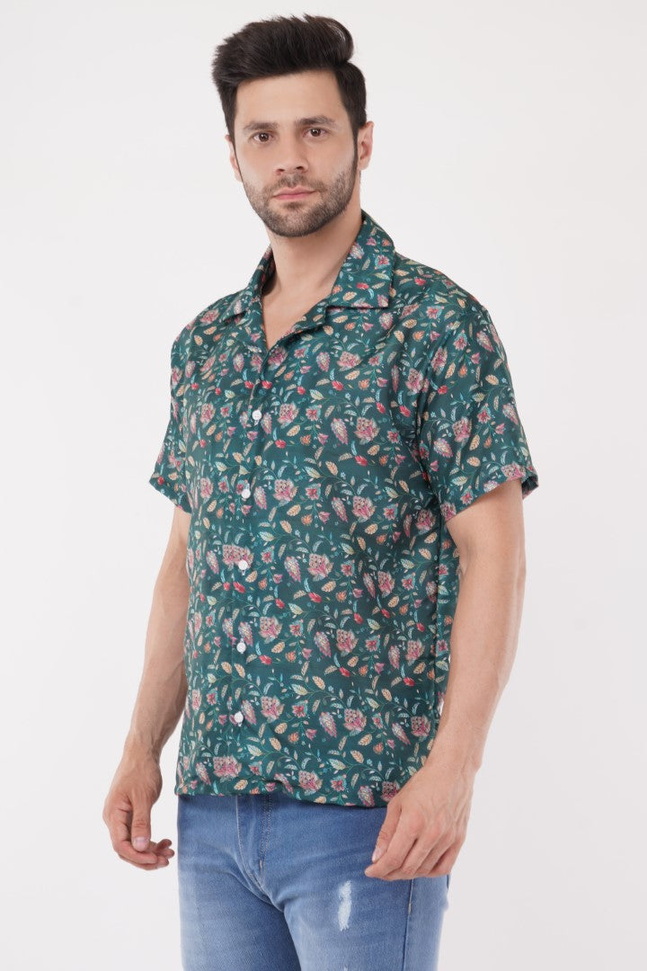 Floral Half Sleeve Cuban Collar Printed Summer Men's Shirts by ColourJoyLondon Available in 11 Designs