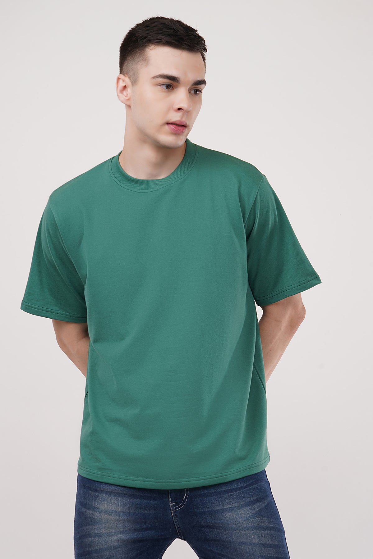 Faded Jade Roundneck Half Sleeve Oversized  T-Shirt By ColourJoyLondon