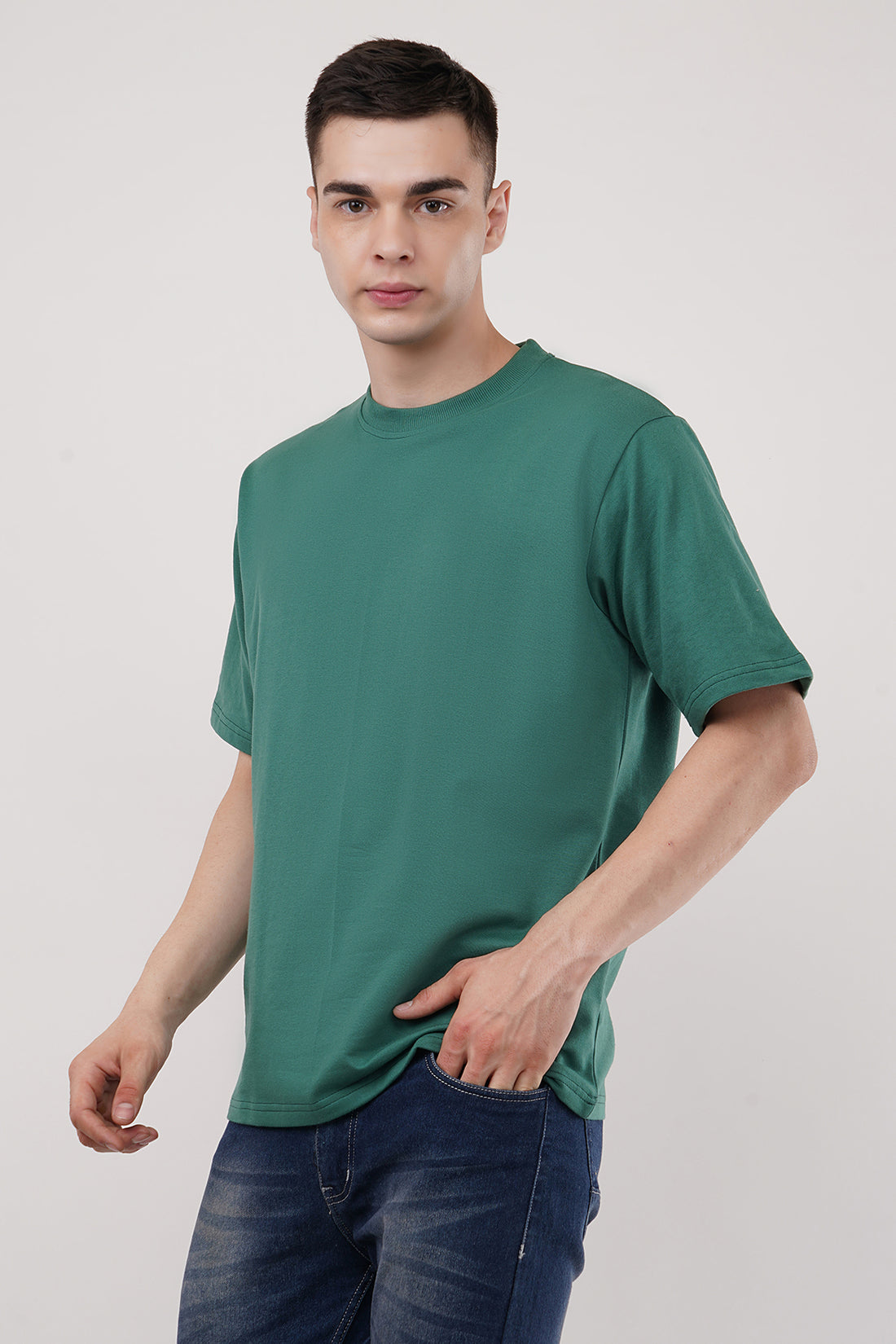 Faded Jade Roundneck Half Sleeve Oversized  T-Shirt By ColourJoyLondon