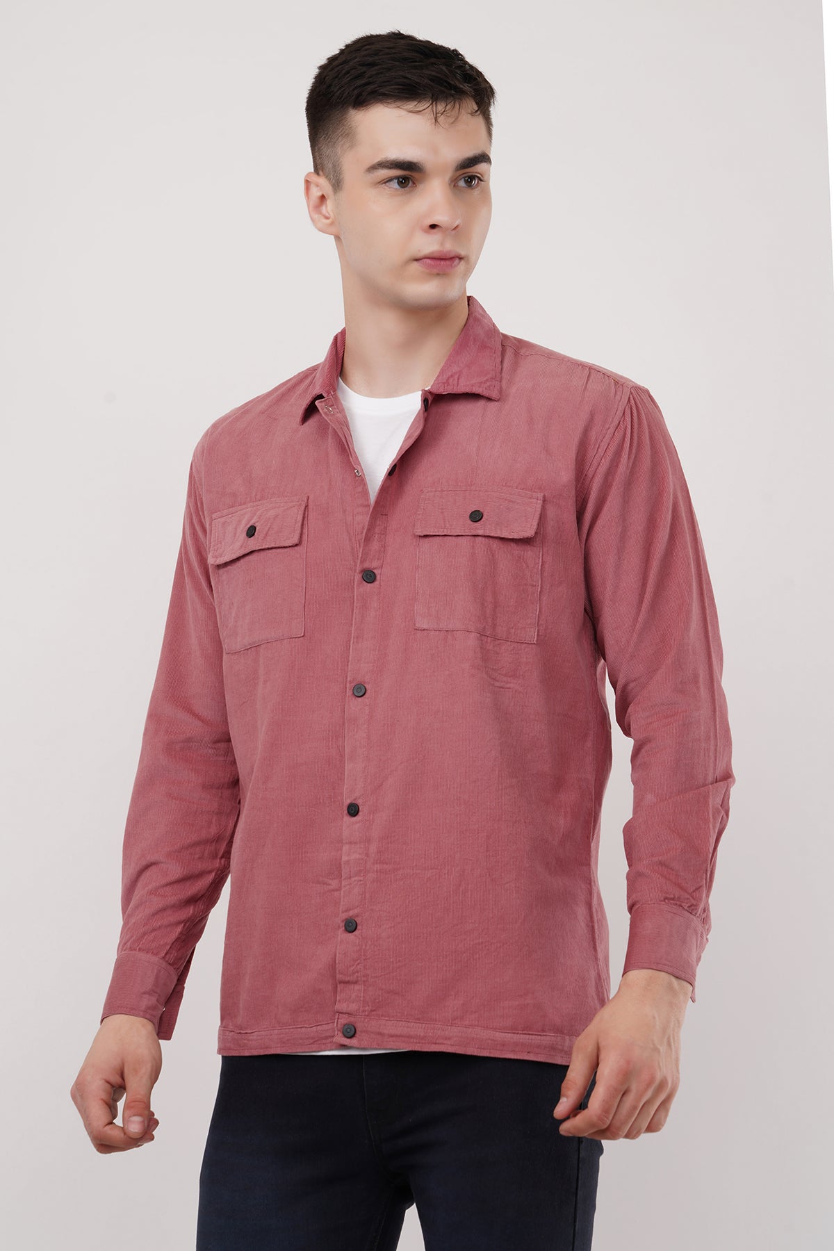 Turkish Rose Corduroy Shirtover Double Pocket Overshirt in Organic Cotton Shirt Casual Look with ColourJoyLondon