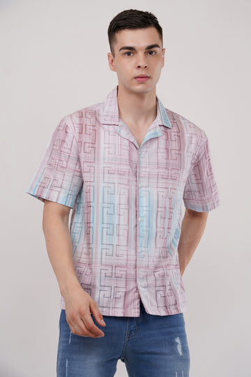 Pink Half Sleeve Cuban Collar Shirt By ColourJoyLondon